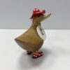 Papera grande con cappello e stivaletti – Legno di bambù scolpito a mano - immagine 11